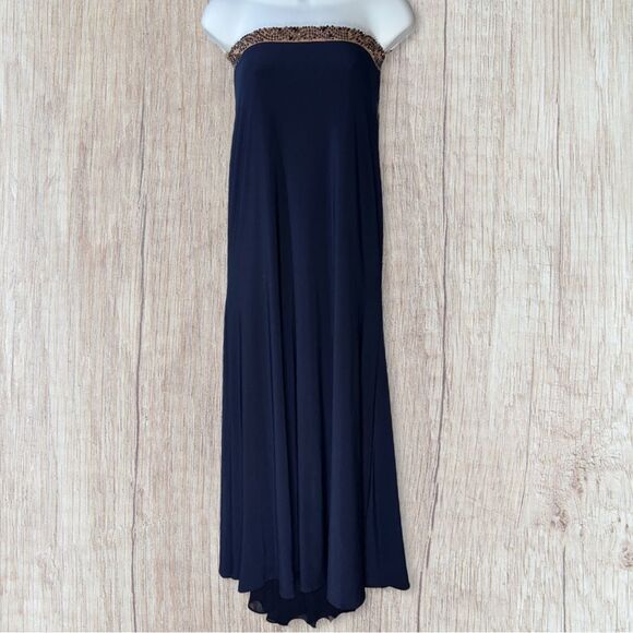 Xscape Strapless Beaded Maxi Dress with Fishtail Train Women size 4 - Picture 1 of 16